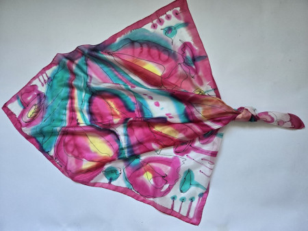 hodvábna šatka ČERVENÉ TULIPÁNY - 74x74cm, 100%hodváb ponge5, cena:34,-€